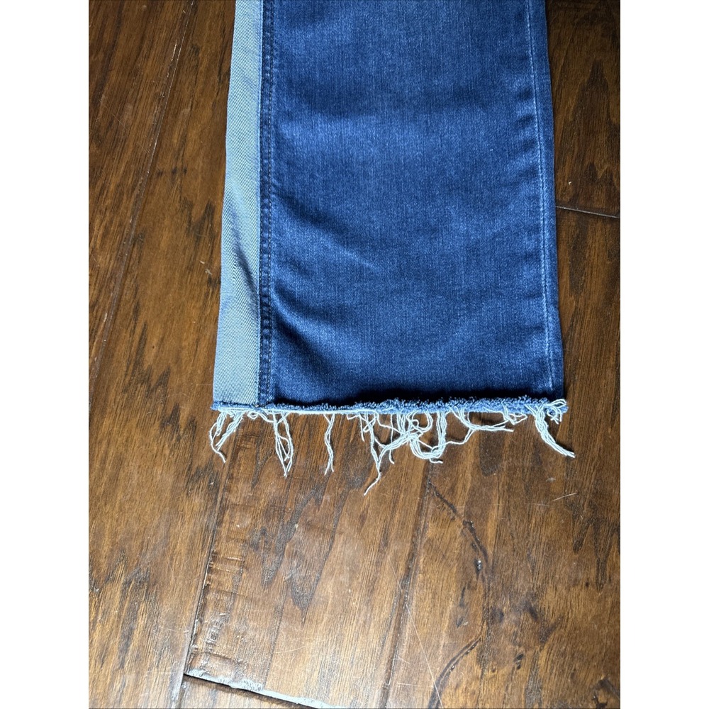 KUT Jeans Womens 6 blue color block Straight Distressed Detailing Fun SOHO BOHO - Picture 2 of 13